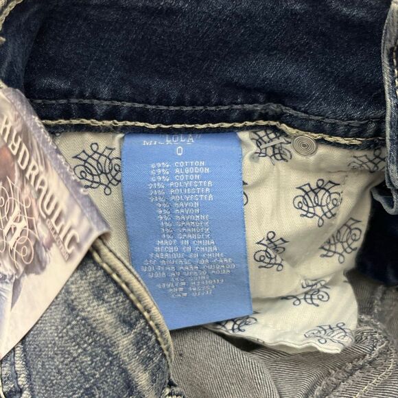 Hydraulic Women's Blue Lola Micro Boot Embroidered Distressed Jeans Size 0 NWT - Picture 13 of 13